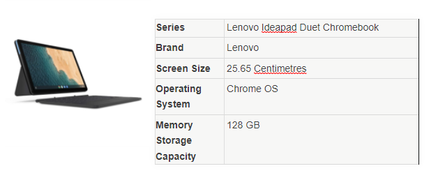 Lenovo Ideapad Duet Chromebook Tablet 25.65 cm (10.1 inch, 4 GB